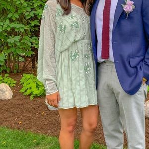 ASOS Beaded Long Sleeve Dress with Open Back